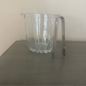 Mini Clear Glass Ice Bucket with Tongs